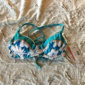 Salt Life tropical bikini top with crochet size small